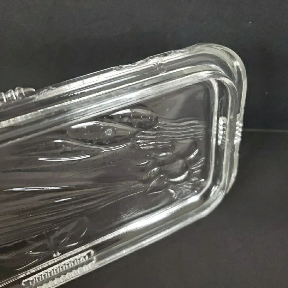 Federal Glass Refrigerator Food Storage Dish Ribbed Vegetable Embossed VTG- Flaw